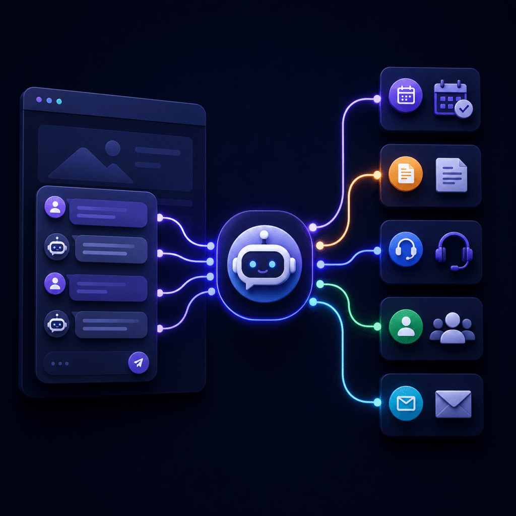 Visual van een chatbot voor klantcontact, leadopvolging en automatische doorverwijzing