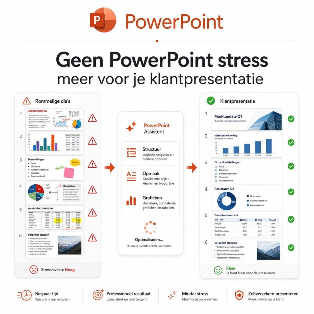 Ontdek hoe AI-tools de stress van klantpresentaties verminderen. Lees onze PDF voor handige tips en tools.